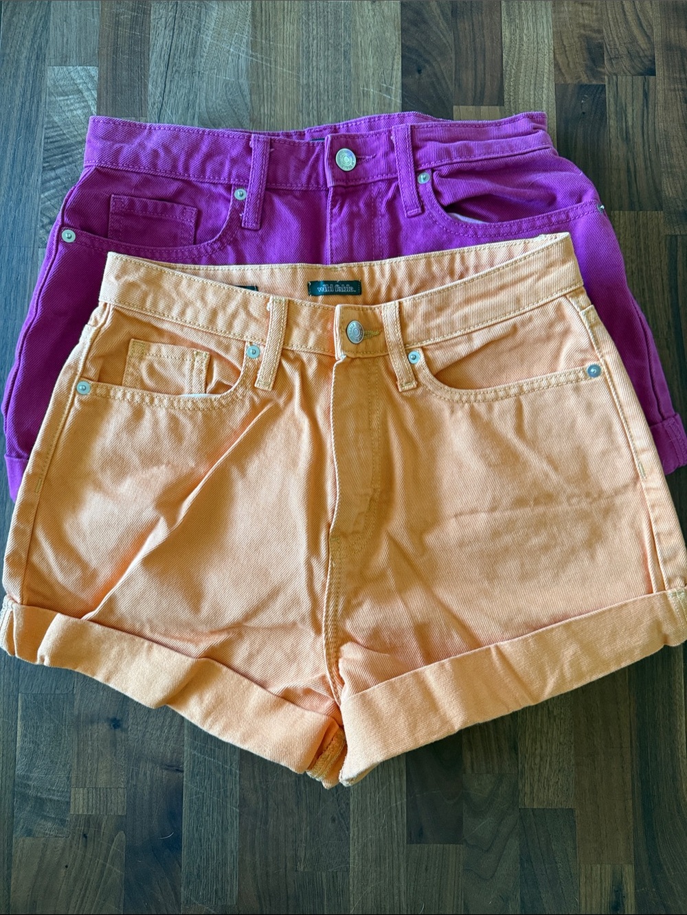 wild fable Peach and Magenta High-Rise Rolled Hem Jean Shorts